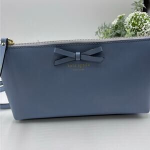 Kate Spade Cloud Cover Blue Leather Sawyer Street Declan Crossbody Bag Bow Chain
